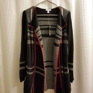 Plaid sweater jacket/ cardigan